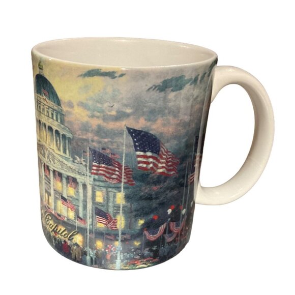 Thomas Kinkade Ceramic Coffee Mug Flags Over The Capitol Patriotic Design 2011 - Picture 3 of 12